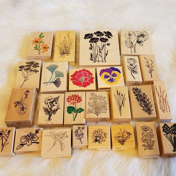 Other - 24 Flower Themed Retired Rubber Stamps New